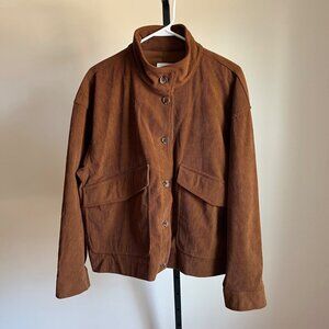 Avec Les Filles Brown Corduroy Funnel Neck Relaxed Fit Jacket Size XL